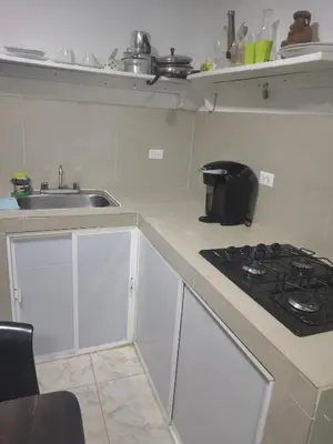 a kitchen with a stove and a sink at Back house gallery in Cartagena de Indias