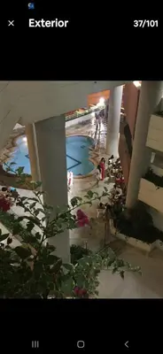 a view of a swimming pool in a building at Confortable in Cartagena de Indias