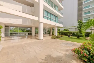 an external view of a building with a courtyard at Morros 3, 1 Bedroom & Seaview in Cartagena de Indias
