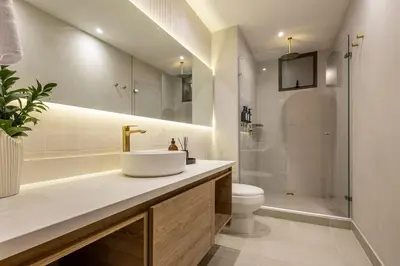 a bathroom with a sink and a toilet and a shower at Luxury Oasis Private Pool Wine BBQ and Sea in Cartagena de Indias