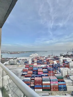 a large group of shipping containers in a harbor at Excepcional apartamento en zona de negocios in Cartagena de Indias
