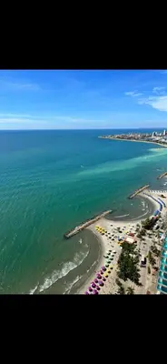 an aerial view of a beach with umbrellas and the ocean at Tu lugar favorito en Cartagena in Cartagena de Indias