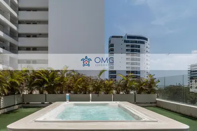 a swimming pool on the roof of a building at Suite de Lujo Frente al Mar CB1525 in Cartagena de Indias