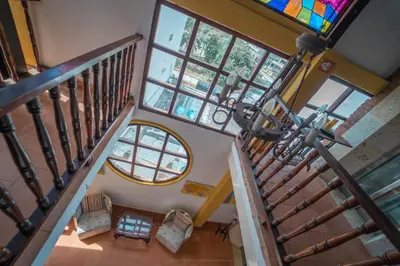 an overhead view of a building with a stained glass window at Hotel Casa Tere in Cartagena de Indias