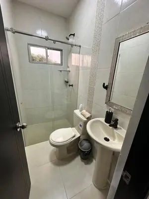 a bathroom with a toilet and a sink at Apto 2 hab Cerca del Centro Histórico in Cartagena de Indias
