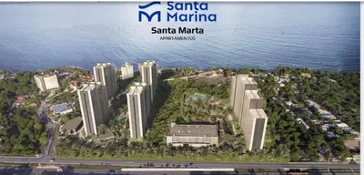 arial view of a resort near the water at Apartamento de lujo en Santa Marina Santa Marta in Santa Marta