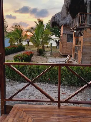 a view from the deck of a resort with a keyboard at HELENA Beach House in La Rada