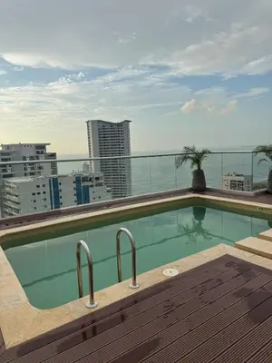 a swimming pool on the roof of a building at Apto refugio del mar in Cartagena de Indias