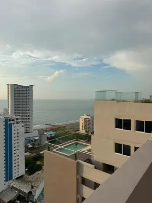 an aerial view of a city with a swimming pool at Apto refugio del mar in Cartagena de Indias