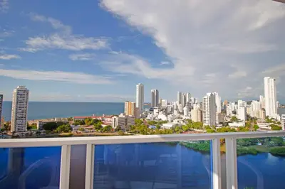 a view of a city from the balcony of a building at Riviera Beach - Apartamento con vista al mar in Cartagena de Indias