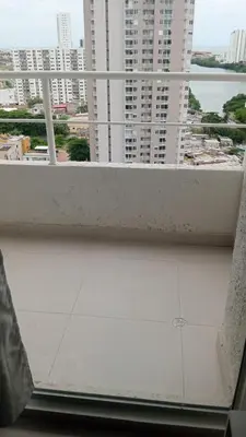 a balcony with a view of a city at APTO A 5 MIN CAMINANDO PLAYAS DE MARBELLA y A 20 MIN DE MURALLAS in Cartagena de Indias