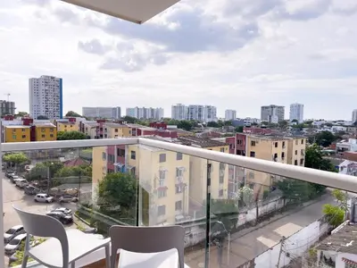 a balcony with a view of a city at 3 Cuartos 2 balcones in Cartagena de Indias