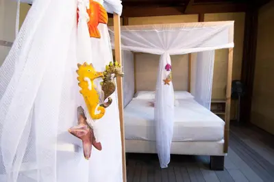 a bedroom with two bunk beds with stuffed animals on them at Beach House la Tortuga, Punta Seca, Rincón del Mar