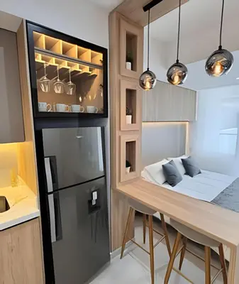 a small room with a bed and a dining table at Apartamento Moderno en Cartagena 1546 in Cartagena de Indias