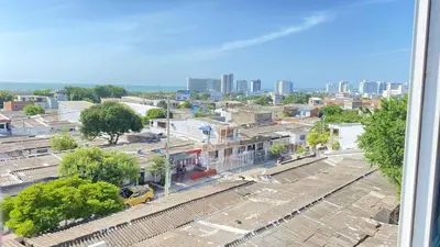 an overhead view of a city with train tracks at Apartamentos las palmas in Cartagena de Indias