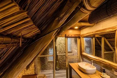 a bathroom with a sink and a window at Tita Tati Disconnect near Cartagena in Punta Canoas
