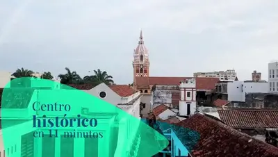 a view of a city with a green umbrella at Baia Kristal Andrés Cartagena in Cartagena de Indias