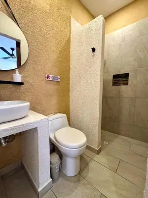 a bathroom with a toilet and a sink at Casa Salvatore - Getsemani - Private pool in Cartagena de Indias