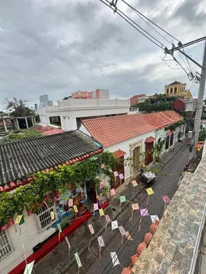 an overhead view of a city street with buildings at Ritze's House Getsemani in Cartagena de Indias