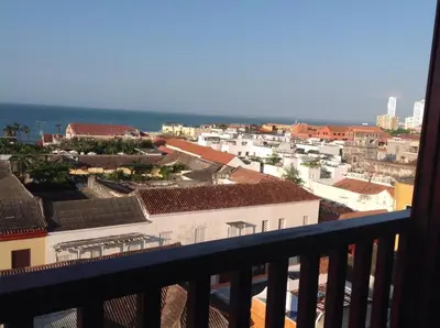 a view of a city from a balcony at Loft in Old Town, Cartagena in Cartagena de Indias
