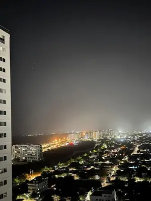a view of a city at night with buildings at Apartamento amoblado, cómodo y cerca de lo mejor de la ciudad in Cartagena de Indias