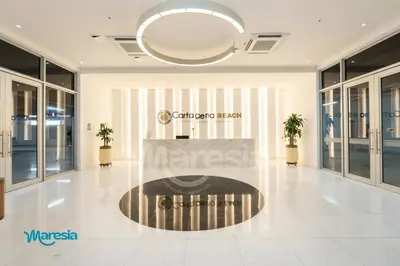 a large lobby with a maresis sign on the wall at Sea View Modern Loft in Cartagena de Indias