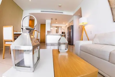 a living room with a couch and a table at luxury Aparment Ocean view H2 condominium apto 2105 in Cartagena de Indias