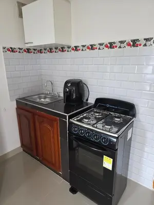 a kitchen with a stove and a sink at Hermoso estudio cerca del Centro Histórico in Cartagena de Indias