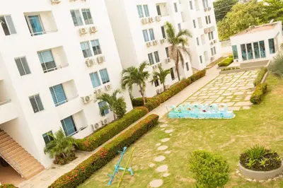 an aerial view of the courtyard of a building at Inca Caribe 302 in Coveñas