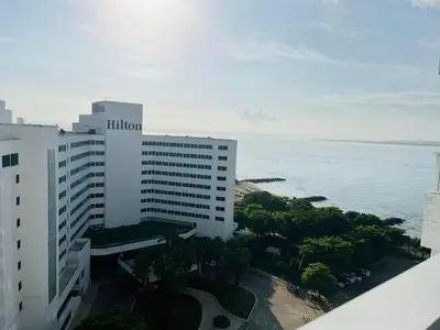 a view of the ocean from a building at Tu Casa con Vista al Mar , Laguito-Bocagrande in Cartagena de Indias