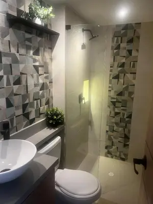 a bathroom with a shower and a toilet and a sink at Beautiful apartment in Cartagena in Cartagena de Indias