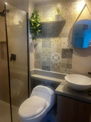 a bathroom with a toilet and a sink at Beautiful apartment in Cartagena in Cartagena de Indias