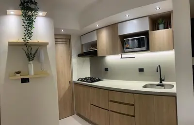 a kitchen with a sink and a microwave at Beautiful apartment in Cartagena in Cartagena de Indias