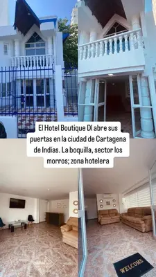 a collage of two pictures of a house at Hotel Boutique DL in Cartagena de Indias