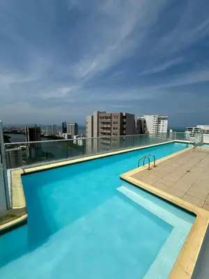 a swimming pool on the roof of a building at Casa Ingrid in Cartagena de Indias