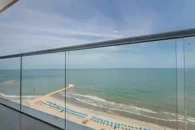 a view of the beach from a building at 2102 Morros City - Espectacular Vista al Mar in Cartagena de Indias