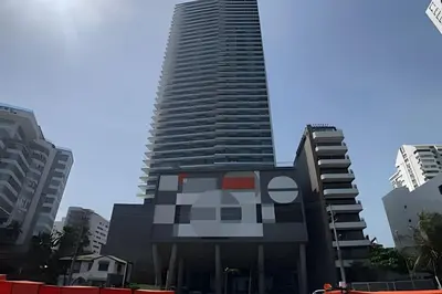 a tall building in the middle of a city at Morros City - Lujoso Apto con vista al mar Piso 28 in Cartagena de Indias