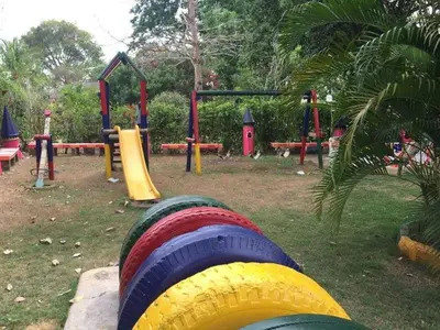 a playground with a bunch of play equipment at Casafinca en Arjona # 3 in Cartagena de Indias