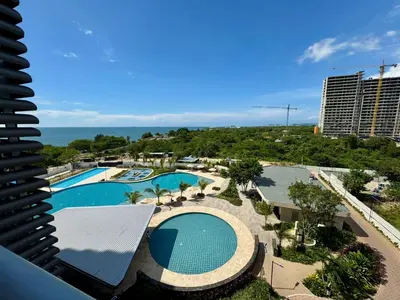 a view of the pool at a resort at Santa Marta apartamento con vista al mar- santamarina-709 in Santa Marta