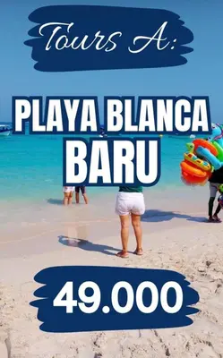 a poster for a playa blanca baru at the beach at Calidad vs precio, wifi, cerca centro historico 3-2 in Cartagena de Indias