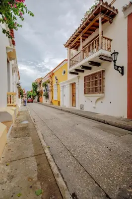 an empty street in a town with buildings at Casa Stella - Authentic Luxury Rooftop Pool in Cartagena de Indias
