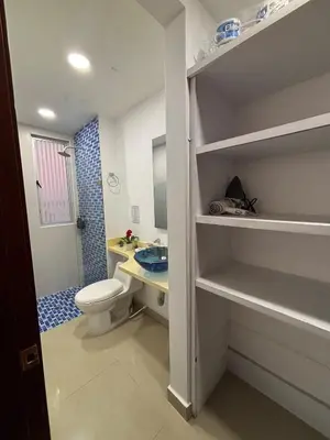 a bathroom with a toilet and a sink at Apartment in Cartagena 5 minutes from the historic center in Cartagena de Indias
