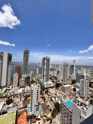 an aerial view of a city with tall buildings at Apartment in Cartagena 5 minutes from the historic center in Cartagena de Indias