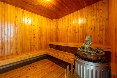 a wooden sauna with a potted plant in it at Apartamento Virrey in Cartagena de Indias