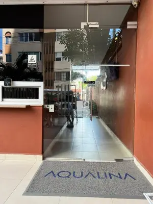 an entrance to a building with a sign on the door at Moderno Rincón Urbano in Cartagena de Indias