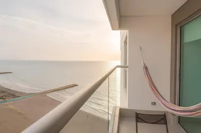 a room with a view of the ocean at Ocean view apartment in Cartagena de Indias