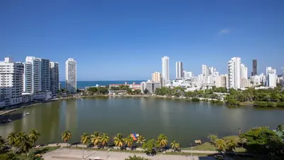 a large lake in front of a city at Apto 894 in Cartagena de Indias