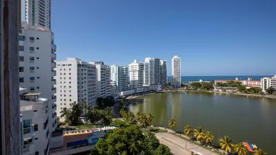 a large body of water in a city with buildings at Apto 894 in Cartagena de Indias