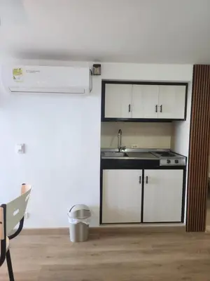 a kitchen with a sink and a counter top at Lagoon & see view studio Cartagena in Cartagena de Indias