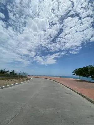 an empty road on the beach with a cloudy sky at Palmar in Playa Dormida